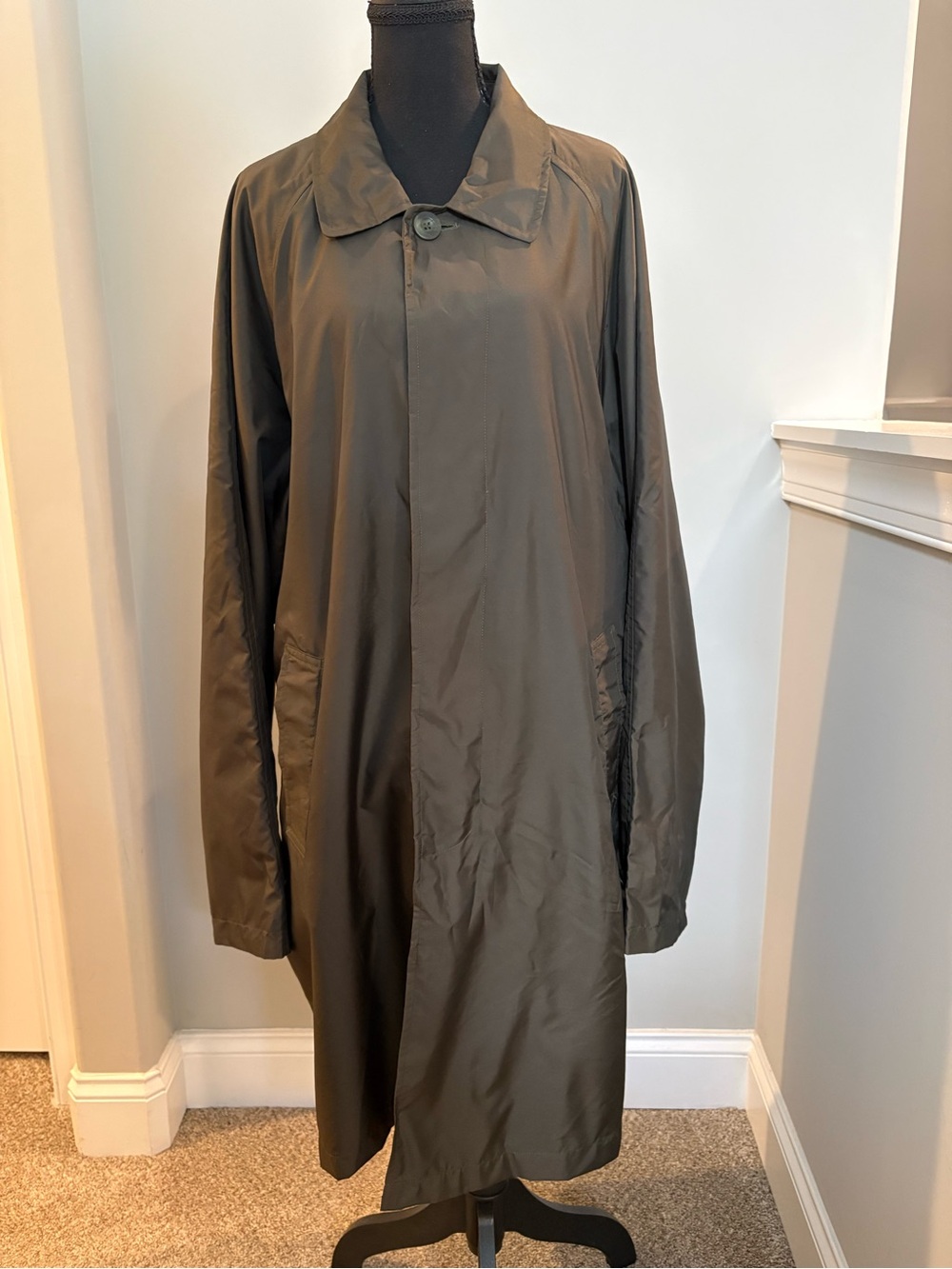 VTG Y2K Weatherproof Garment Co Men's XL Green Trench Car Coat Gorpcore 40"